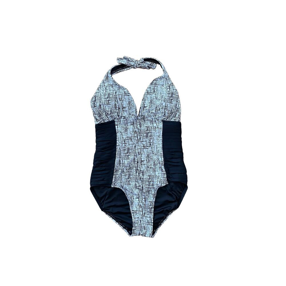 Calvin Klein Ruched Full Coverage One Piece Halter Neck Swimsuit Size 6 Beach